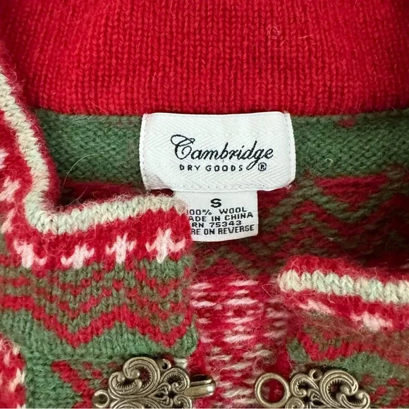Cambridge Dry Goods Womens Red/Green Wool Snowflake Christmas Sweater. Size Sm - Picture 5 of 5